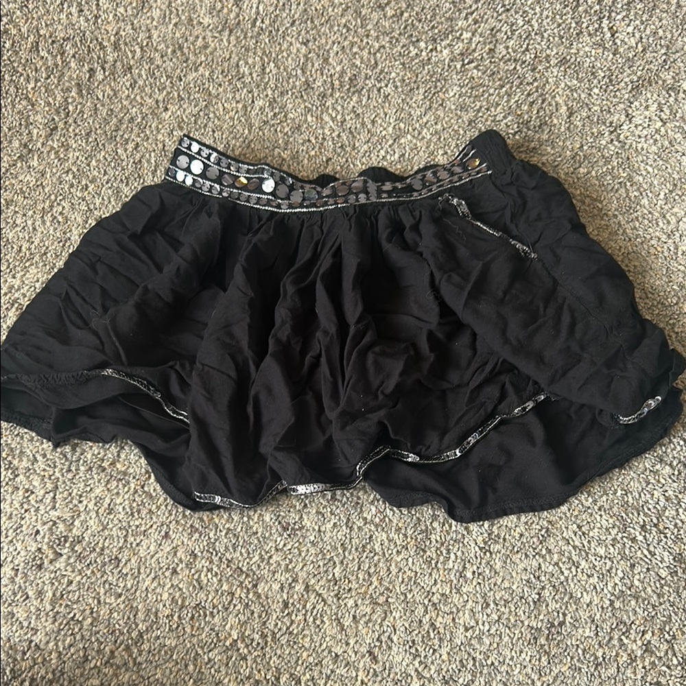 Justice Black and Silver Skorts with Tiered Design